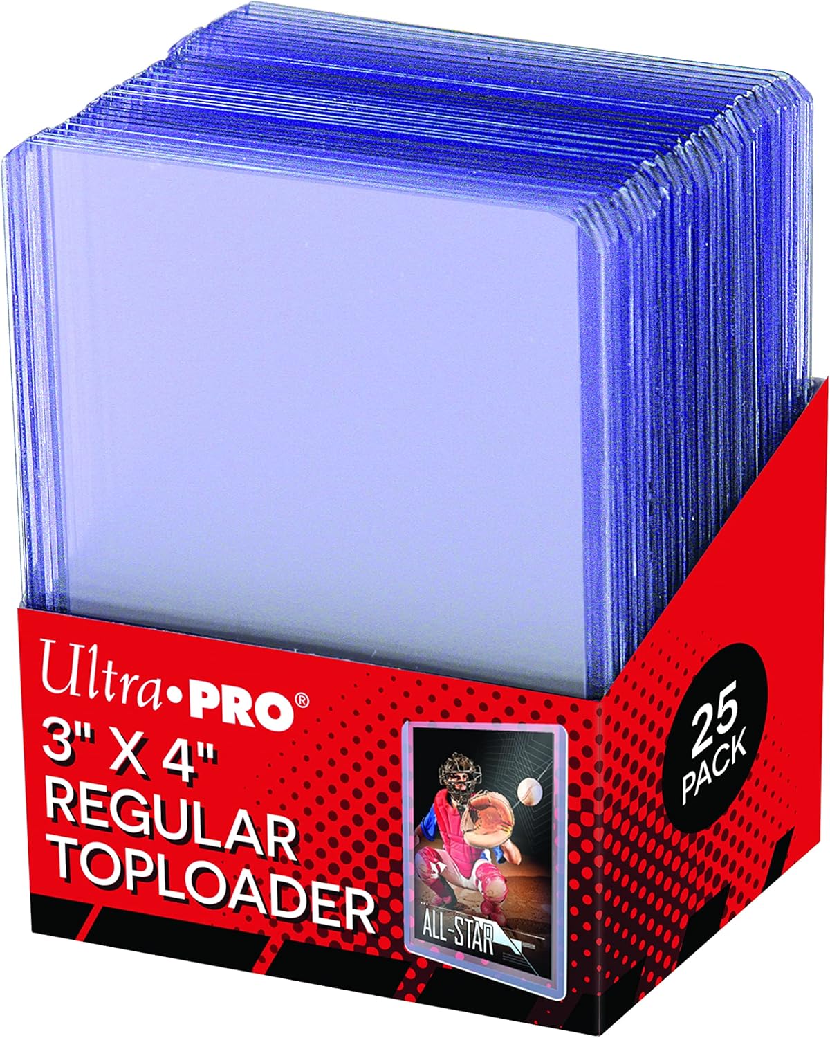 Ultra Pro 3" X 4" Clear Regular Toploader 25ct Card Protectors Hard Plastic Sleeves